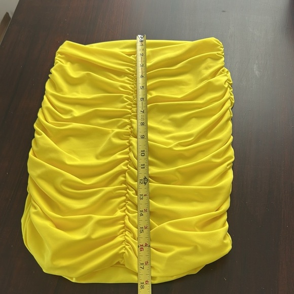 Sexy Neon Yellow 2 Pc Crop Top and Ruched Mini Skirt Set Size S - Picture 5 of 10